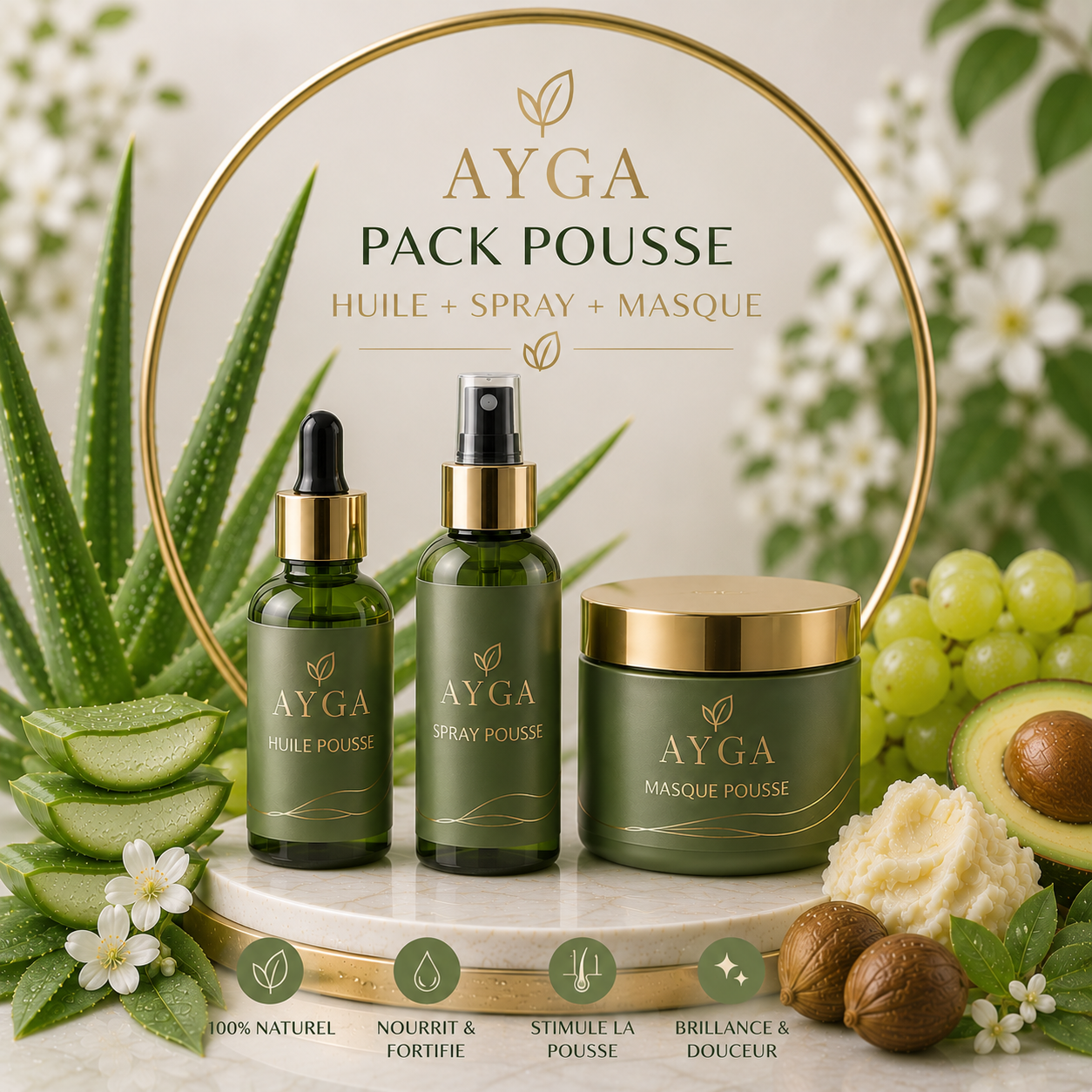 Pack Huile + Spray + Masque AYGA